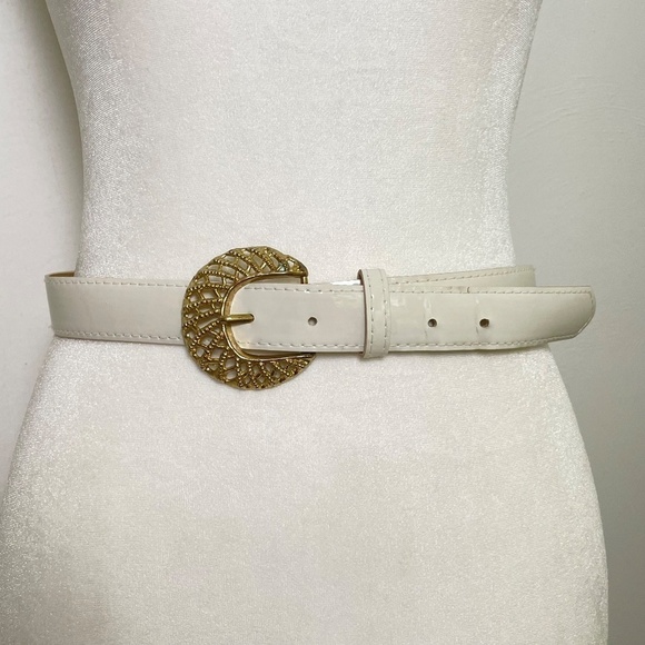 Vintage Minimalist Retro 60s 70s 80s engraved gold belt buckle XS/S - Picture 5 of 14